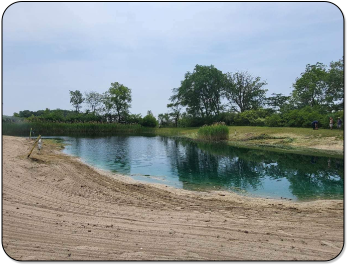 View of the pond at M & M Outdoors Campground.