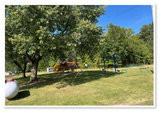 Playground equipment for the kids to play on.